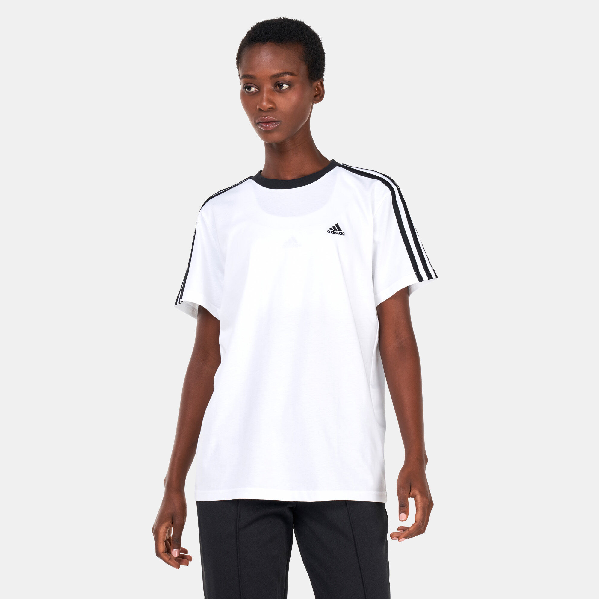 Ladies adidas 3 stripe t shirt deals