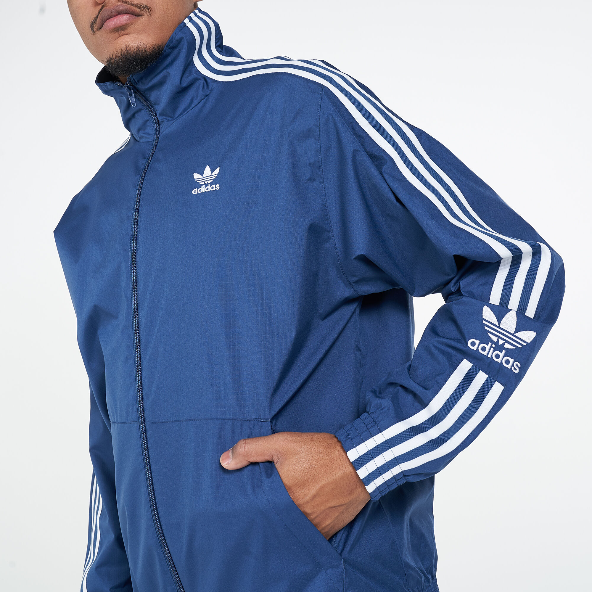 Adidas originals superstar track jacket deals blue
