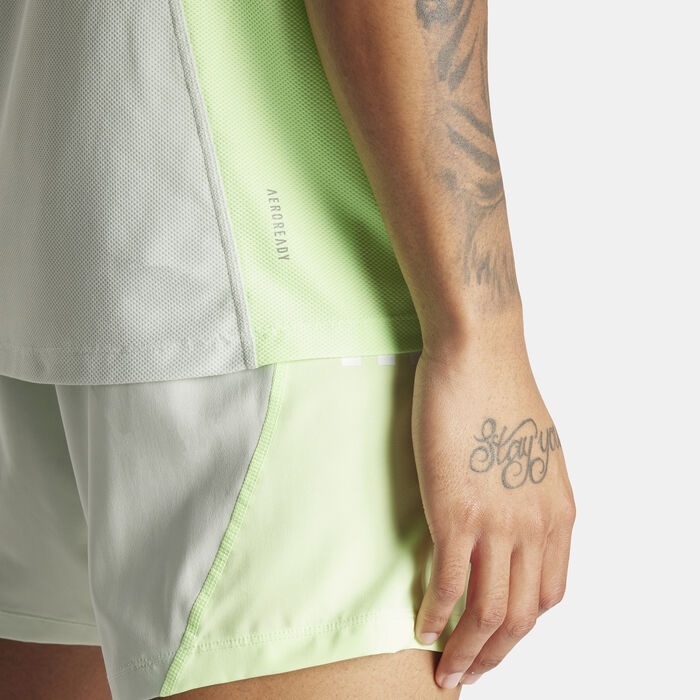 adidas Men's Own The Run Colorblock T-Shirt Green image number 3