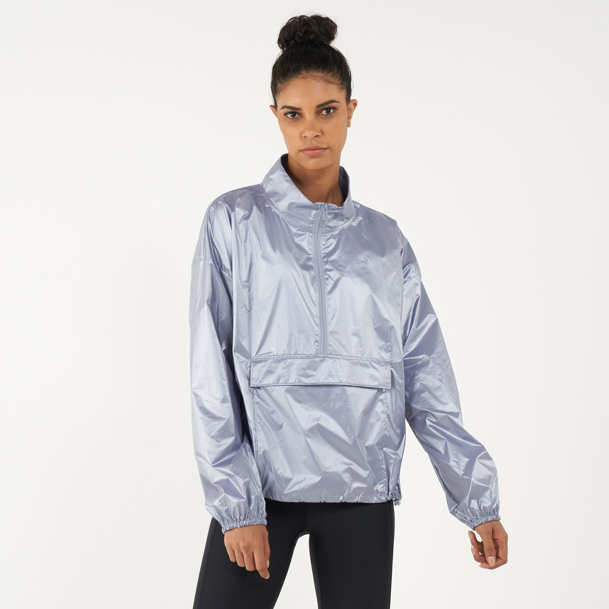 Buy Under Armour Women s Metallic Woven Po Anorak Jacket Mettalic