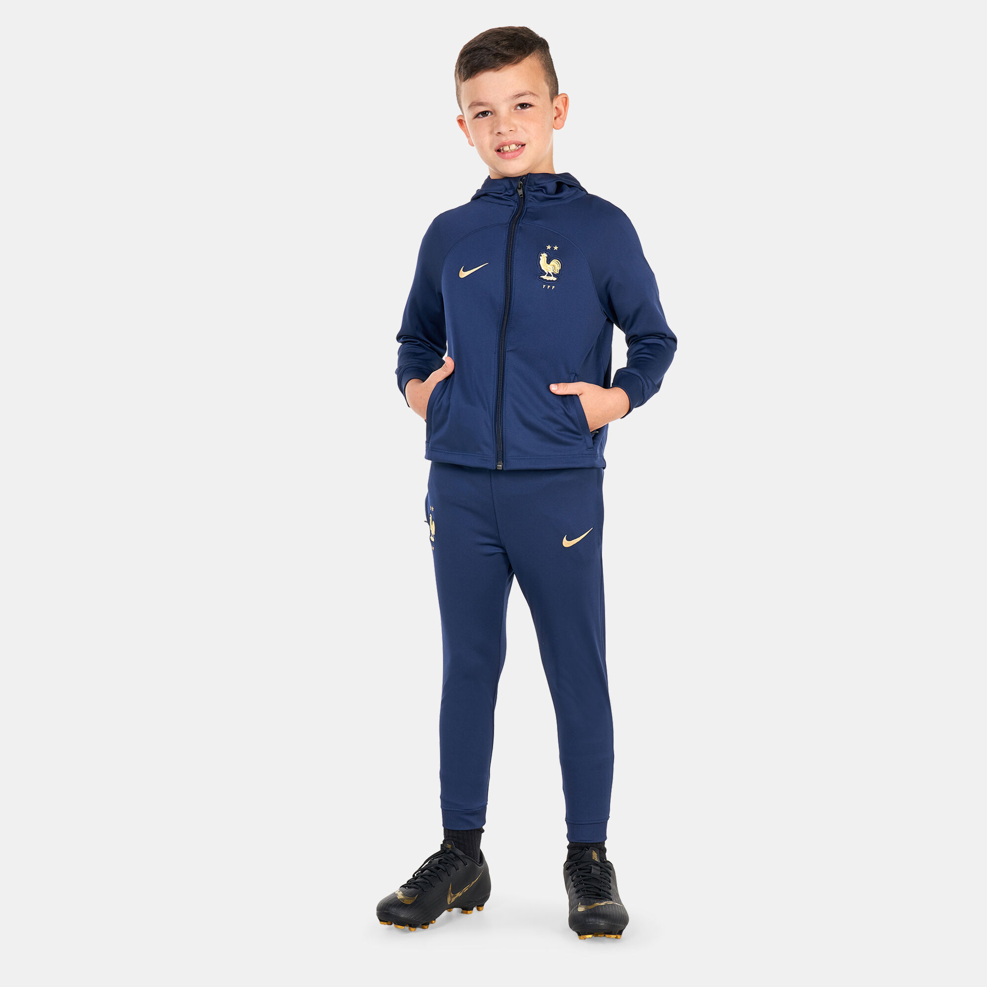 Kids FFF Strike Dri FIT Hooded Football Tracksuit Younger Kids Blue Nike in Kuwait SSS