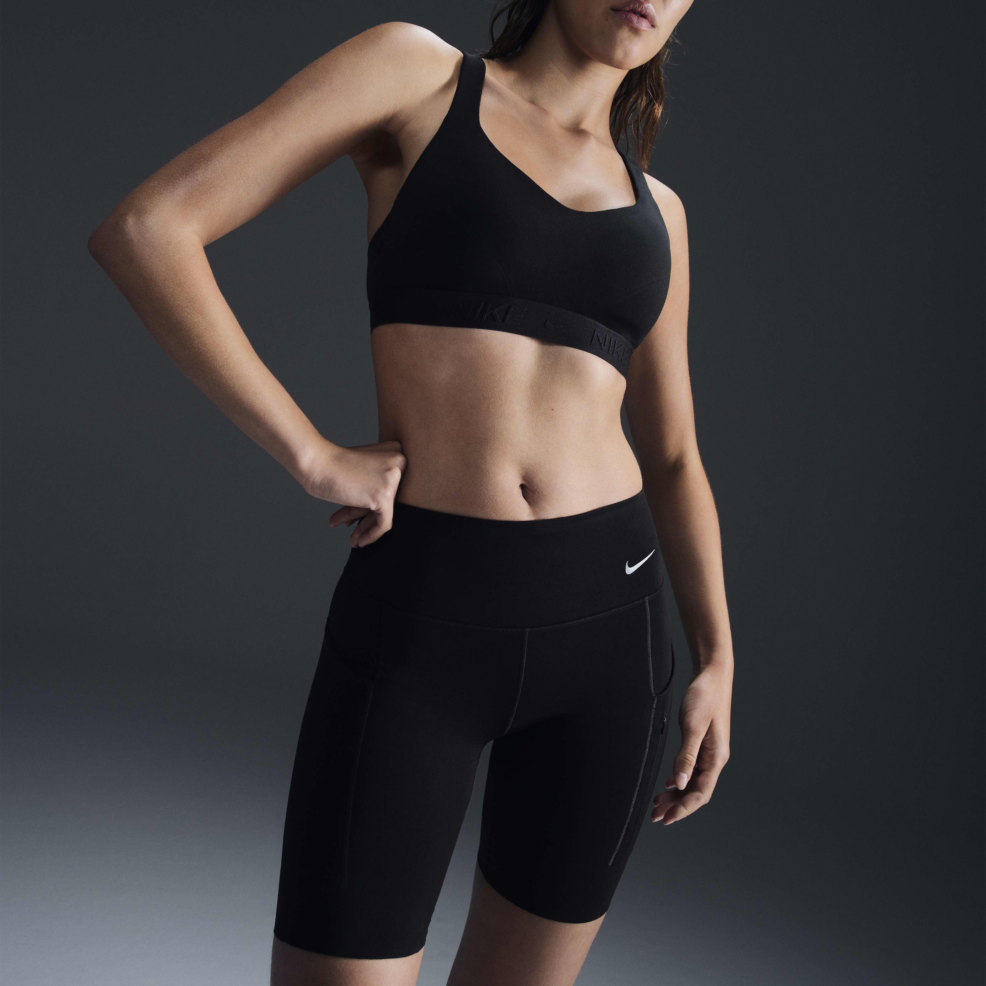 Women s Go Firm Support Mid Rise Biker Shorts Black Nike in Kuwait SSS