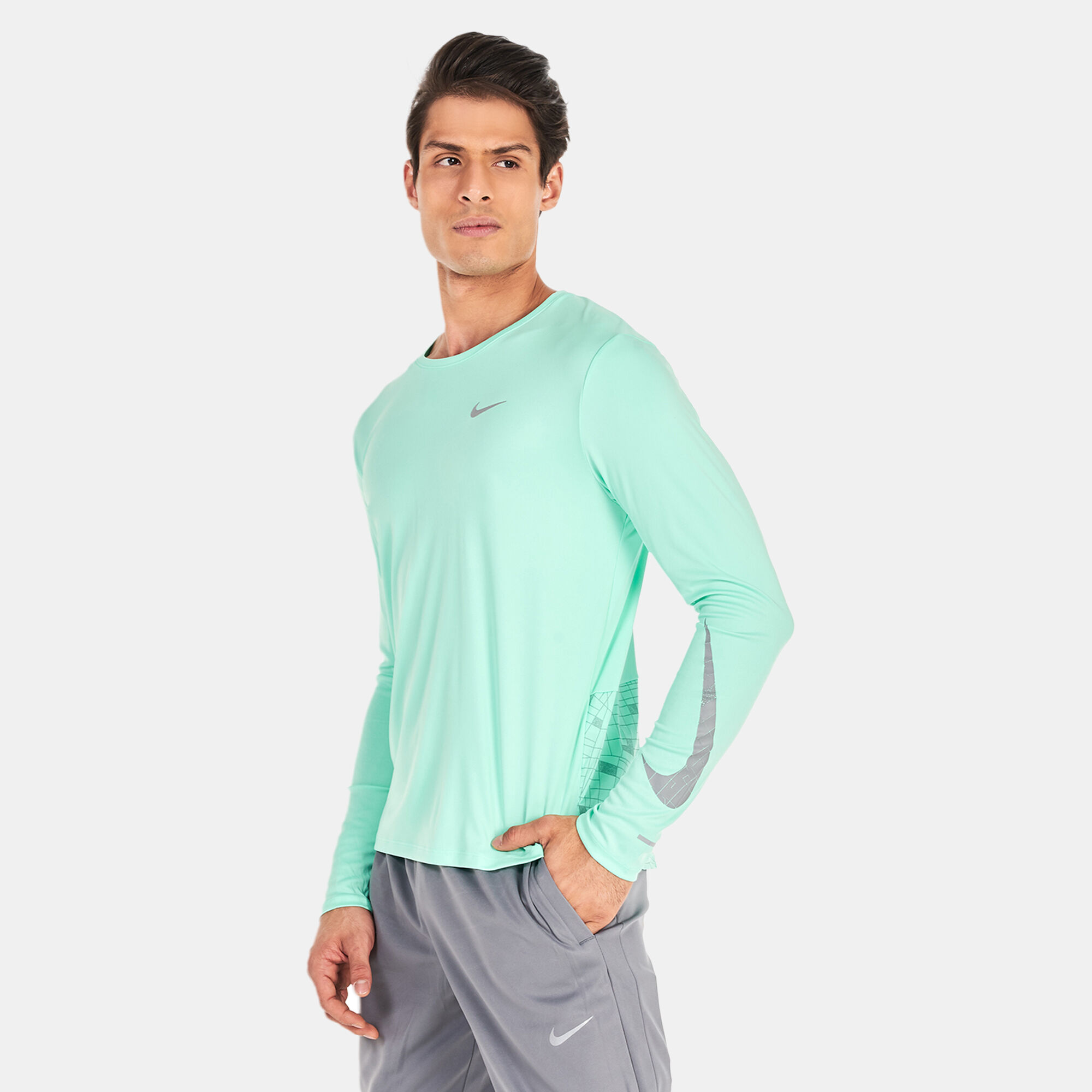 Men s Dri FIT Miler Run Division Long Sleeves Top Green Nike in Kuwait SSS