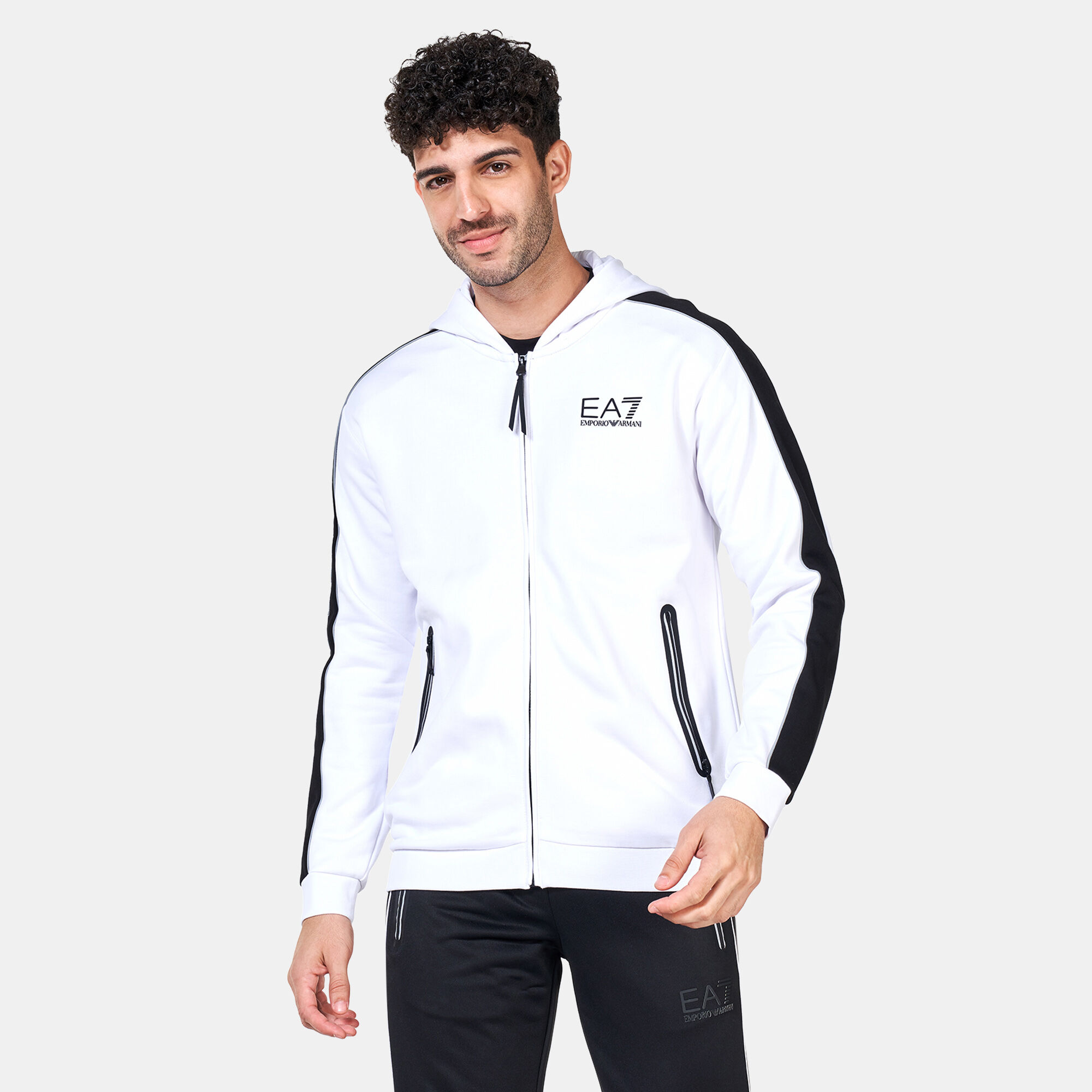 Mens white armani hoodie outlet