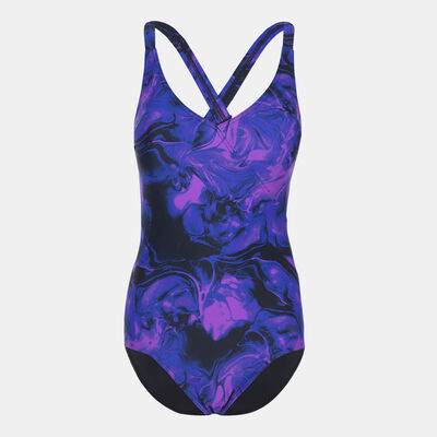 Speedo Women's Lexi Printed Shaping One-Piece Swimsuit Purple