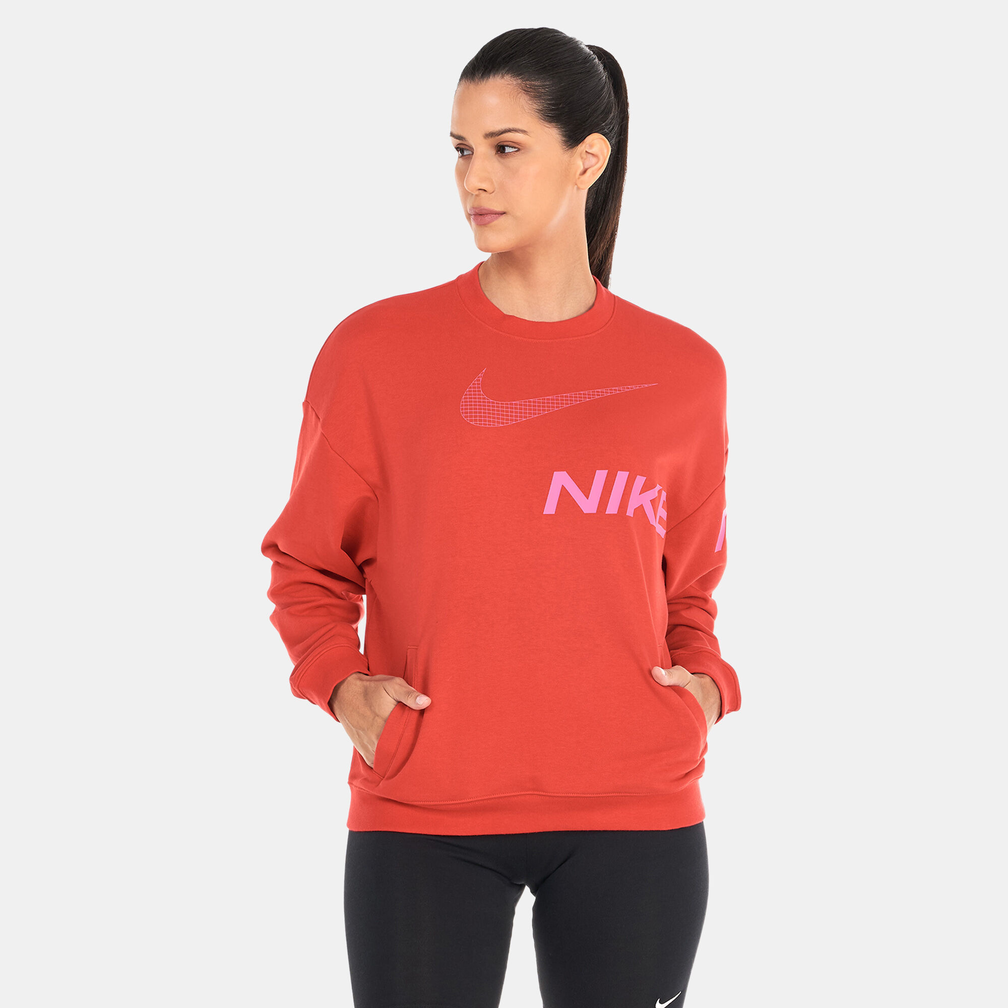 Women s Dri FIT Get Fit Graphic Crew Sweatshirt Red Nike in Kuwait SSS