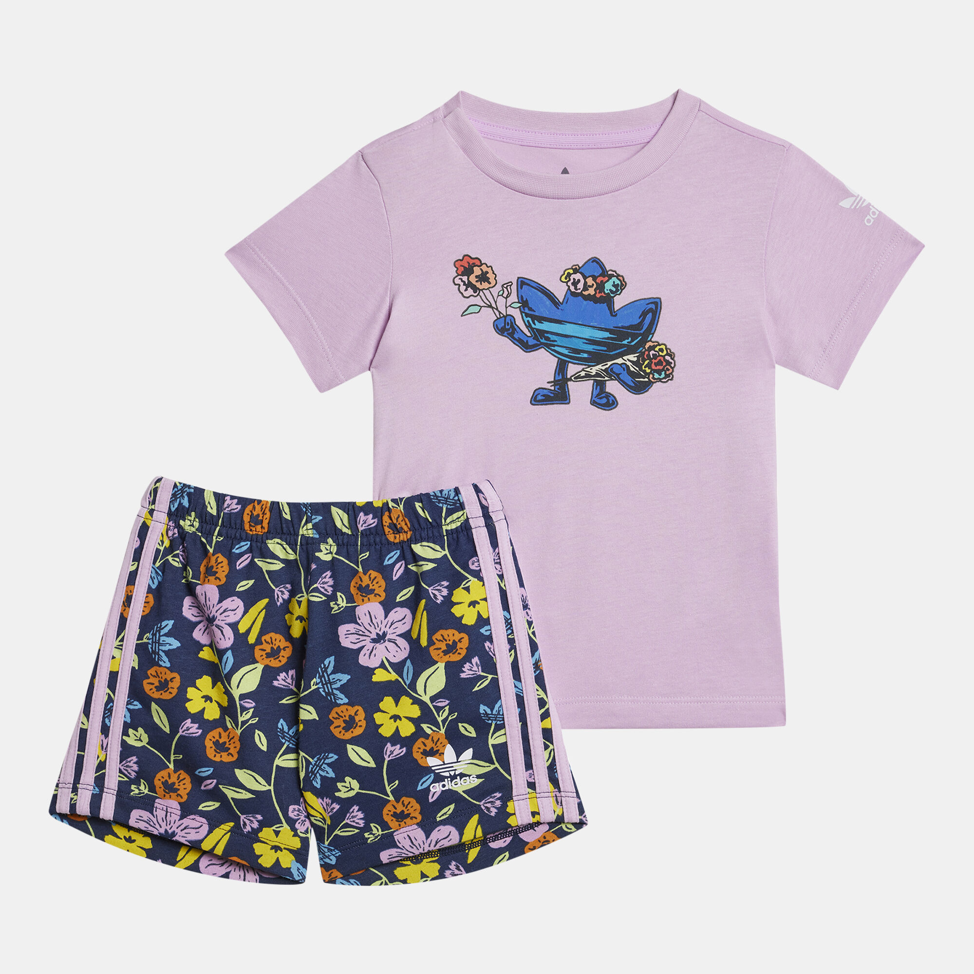 Adidas floral shorts set best sale