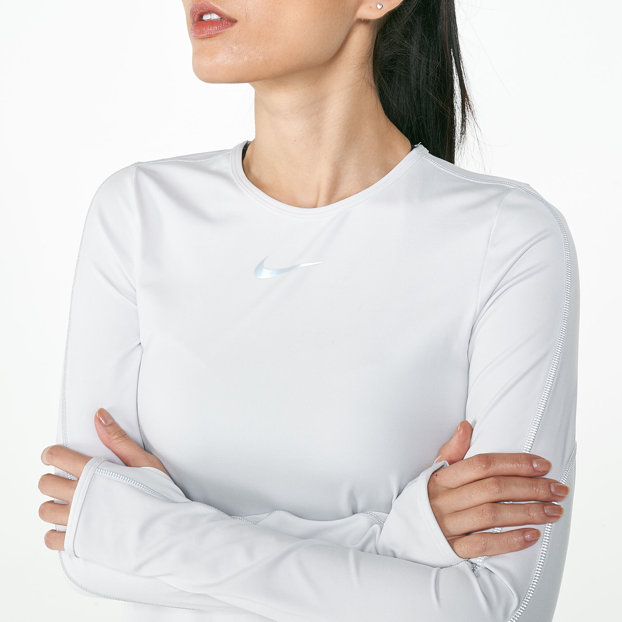 Nike women's pro mesh long sleeve training top discount