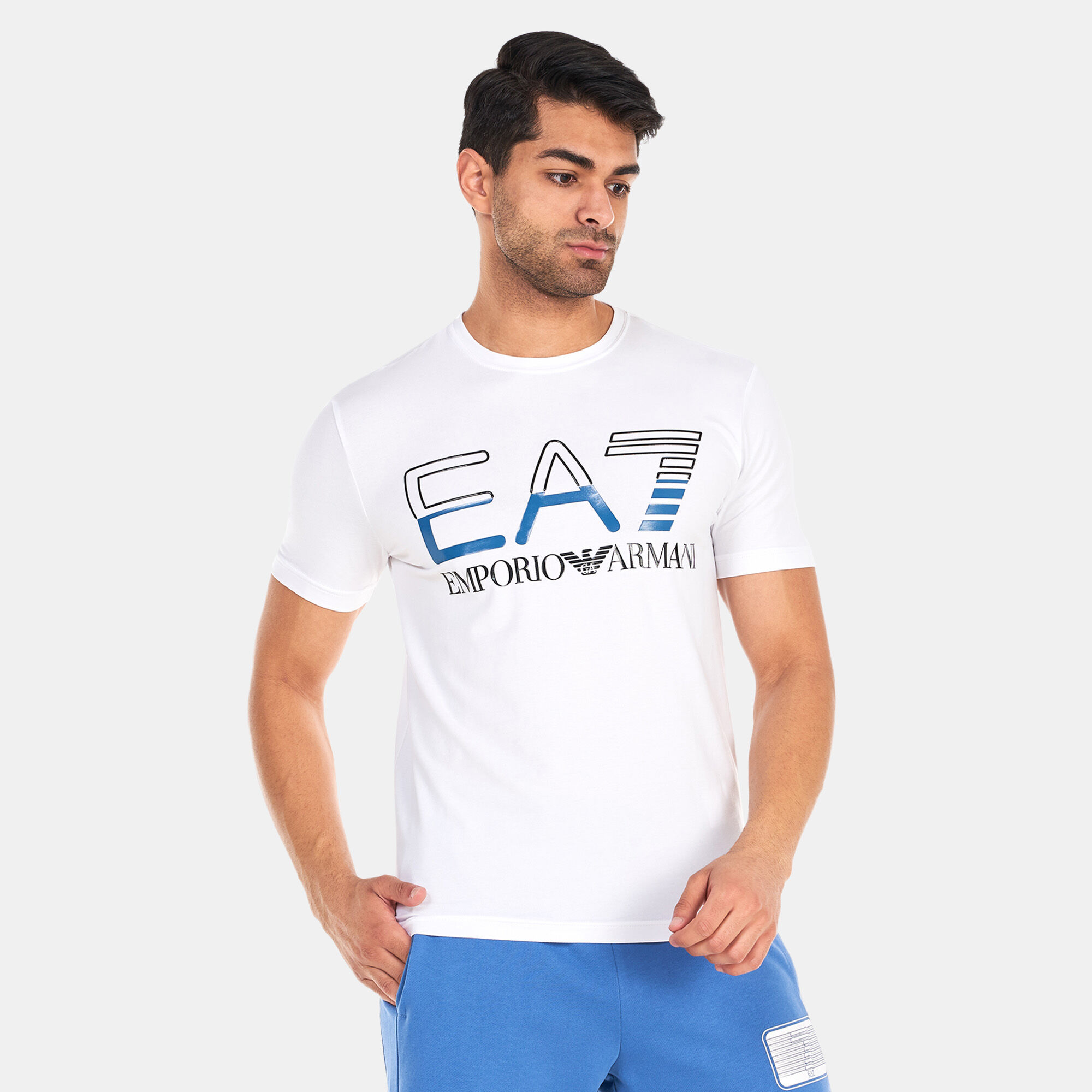 Ea7 large logo t shirt online