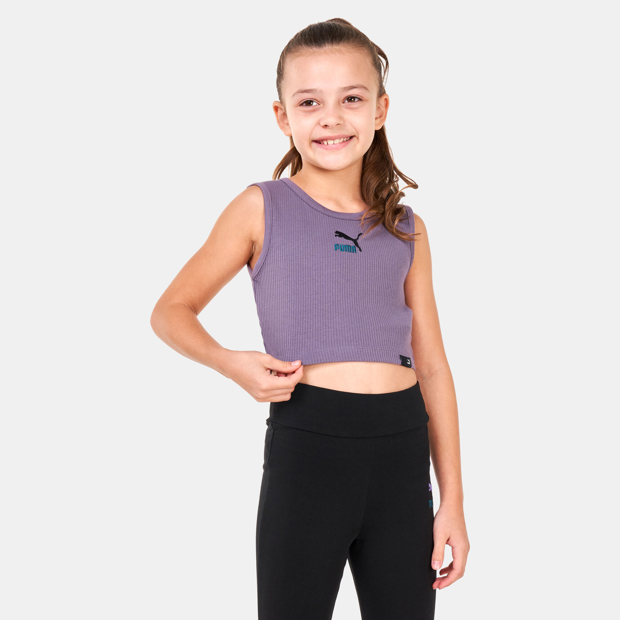 Kids Classics Cropped Tank Top Purple PUMA in Kuwait SSS