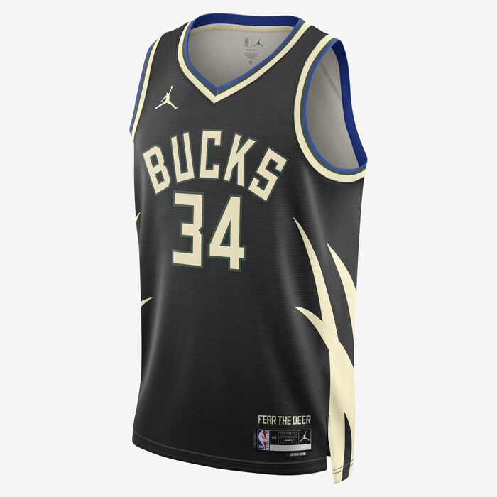Jordan Men's NBA Milwaukee Bucks Statement Edition Dri-FIT Swingman Jersey Black image number 0