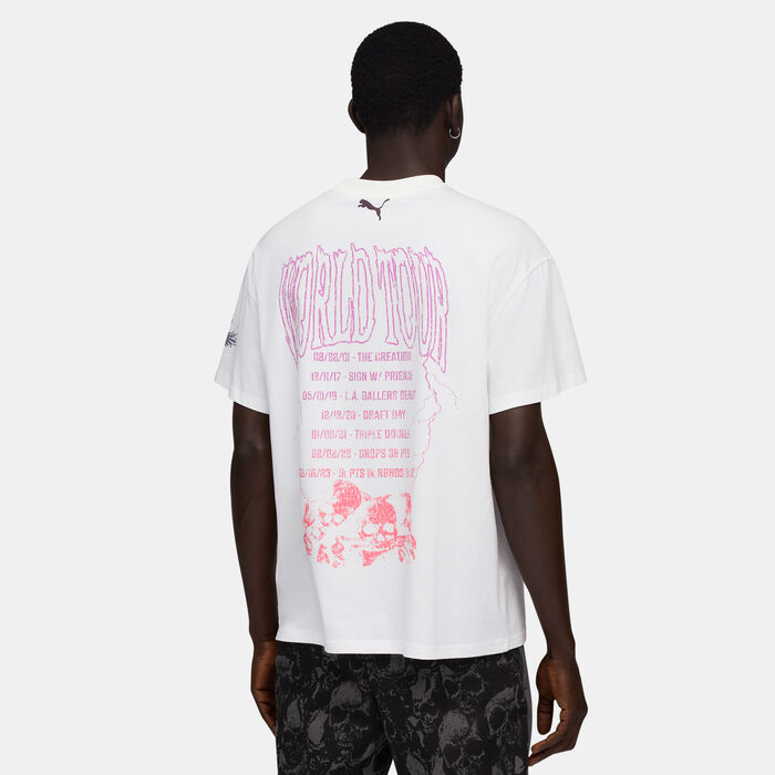 PUMA Men's LaMelo World Tour-Nament T-Shirt White image number 1