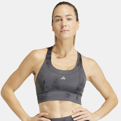 adidas Women's Run Pocket Medium-Support Training Sports Bra Black