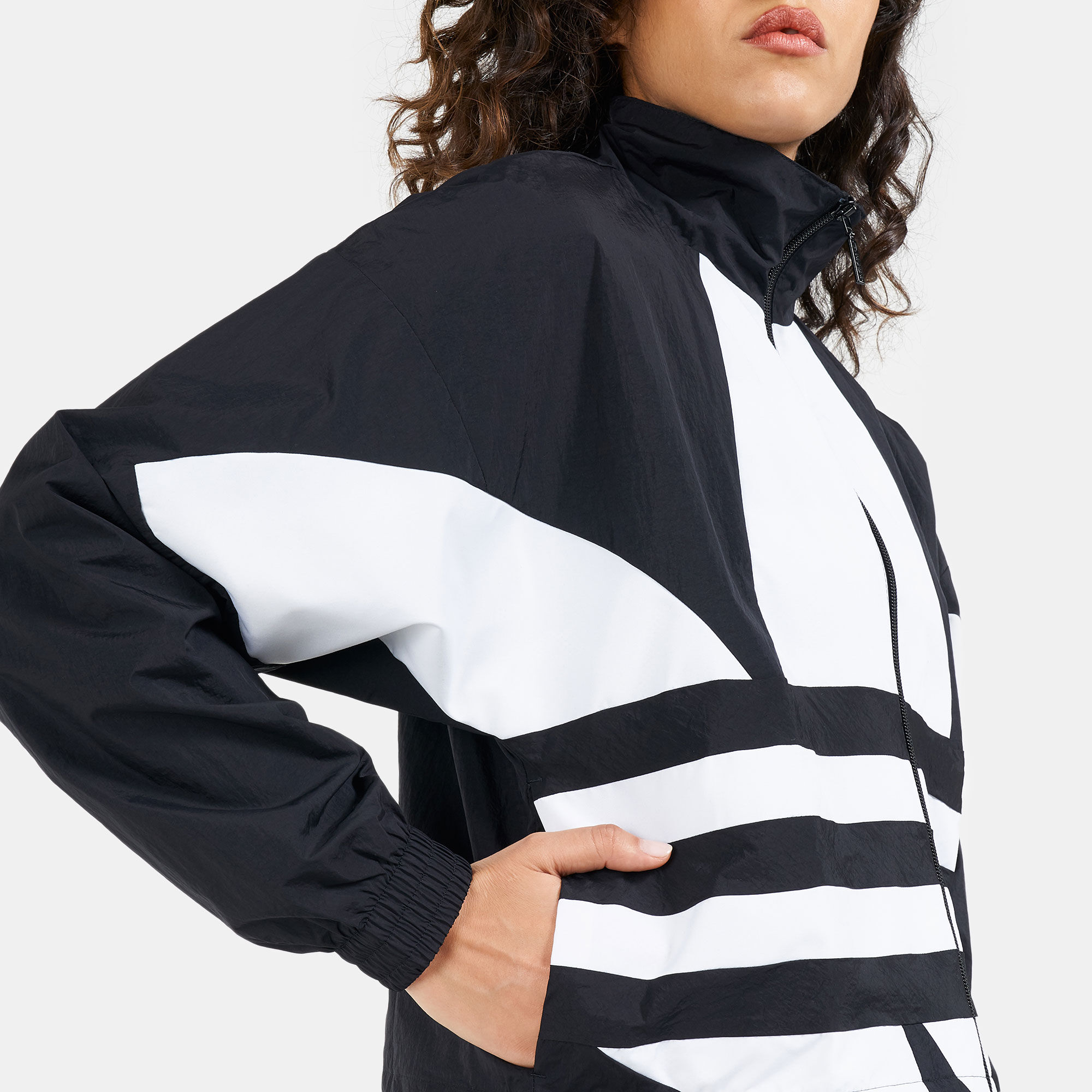 Adidas windbreaker womens black and white top