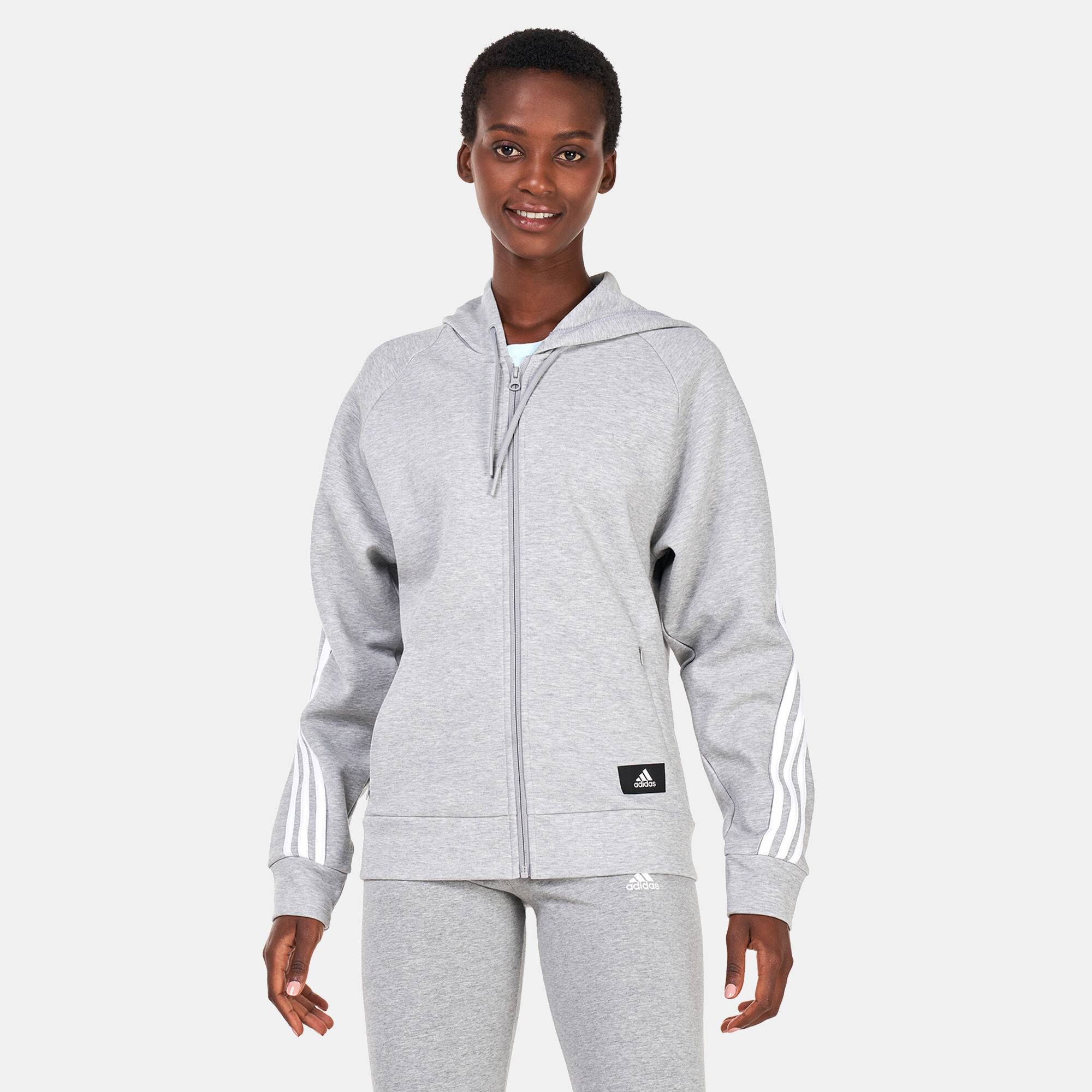 Women s Sportswear Future Icons 3 Stripes Hooded Track Jacket Grey adidas in Kuwait SSS