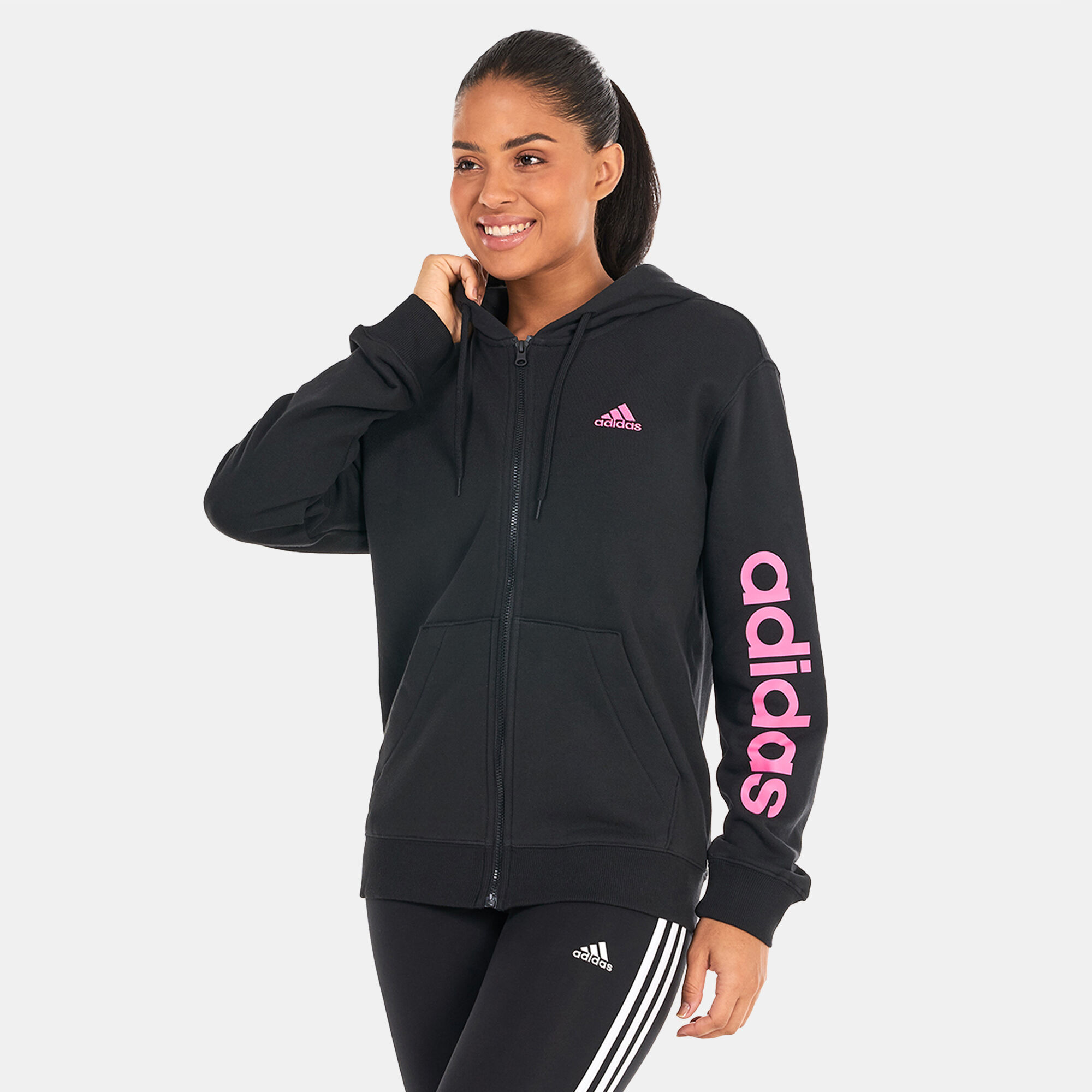 Adidas women's essentials linear full zip hoodie new arrivals