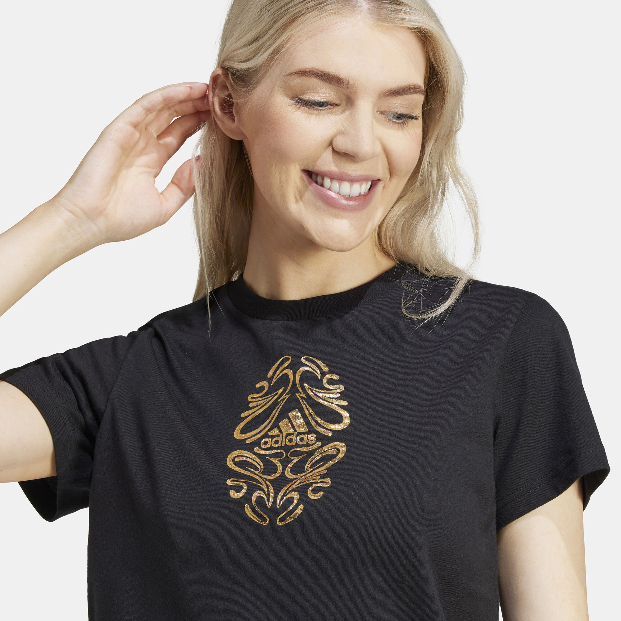 Women s Metallic Graphic T Shirt Black adidas in Kuwait SSS