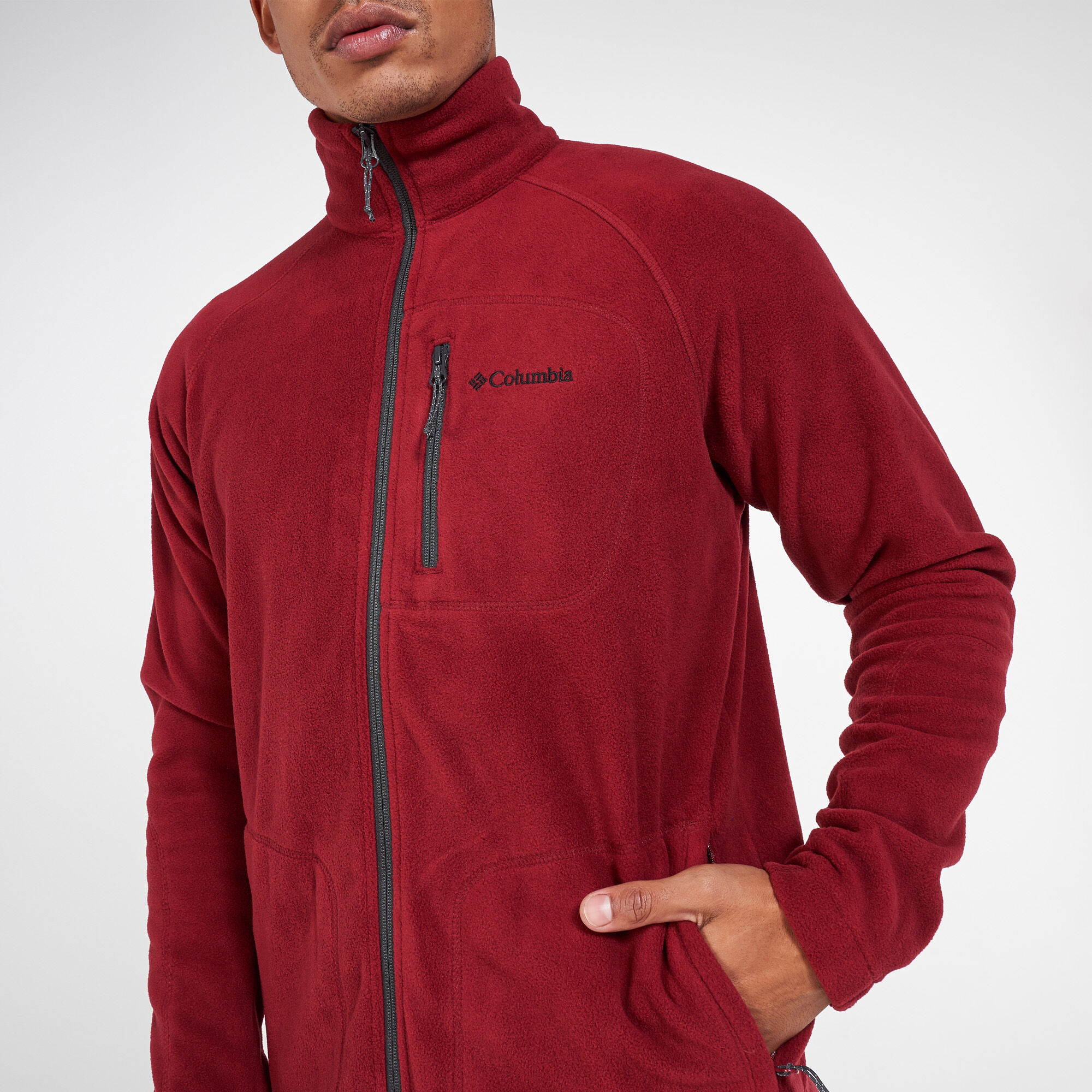 Columbia red fleece jacket top