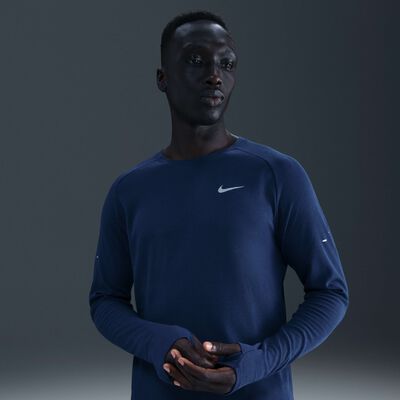 Nike Men's Stride Waffle Crew Running Top Blue