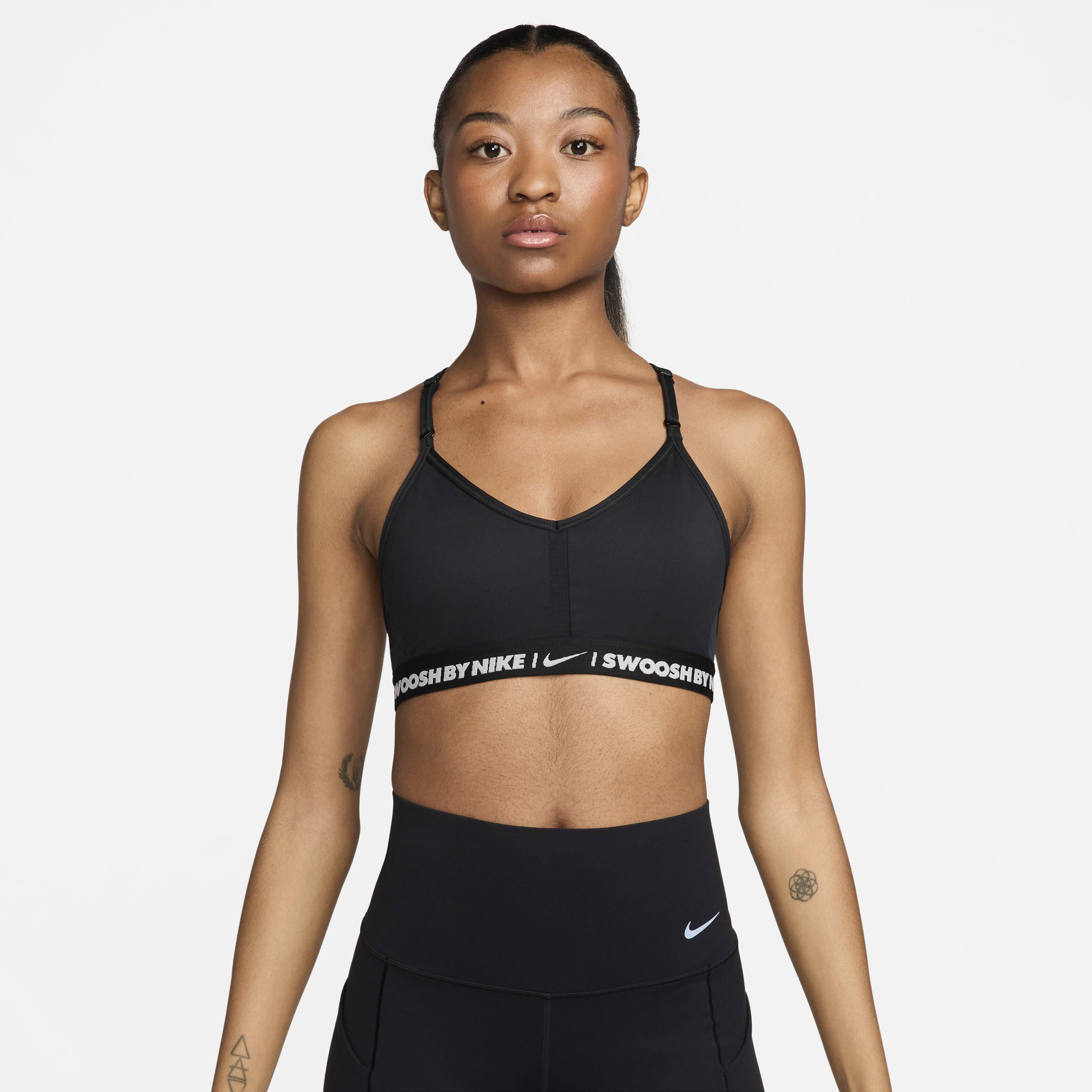 Women s Indy Light Support Padded V Neck Sports Bra Black Nike in Kuwait SSS