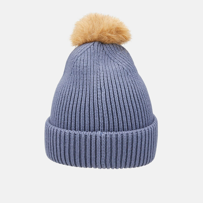 Under Armour Women's ColdGear® Infrared Halftime Ribbed Pom Beanie Purple image number 1