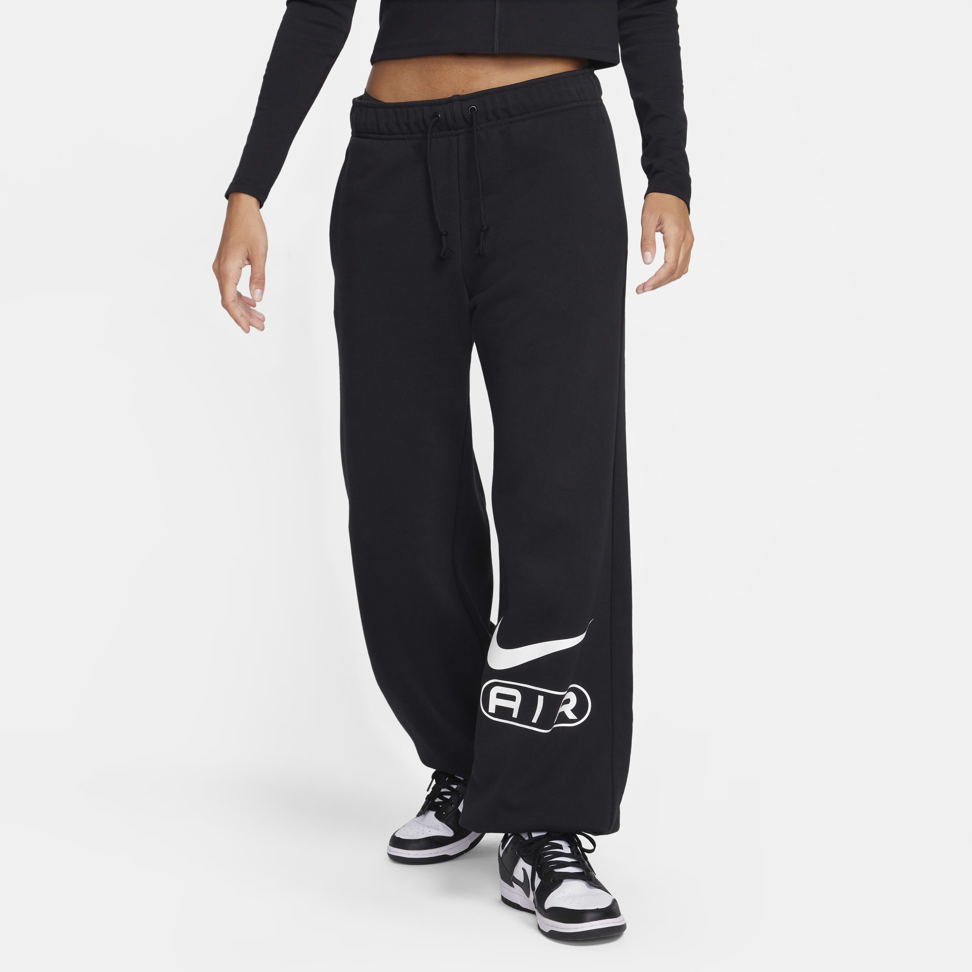 Women s Air Mid Rise Fleece Joggers Black Nike in Kuwait SSS