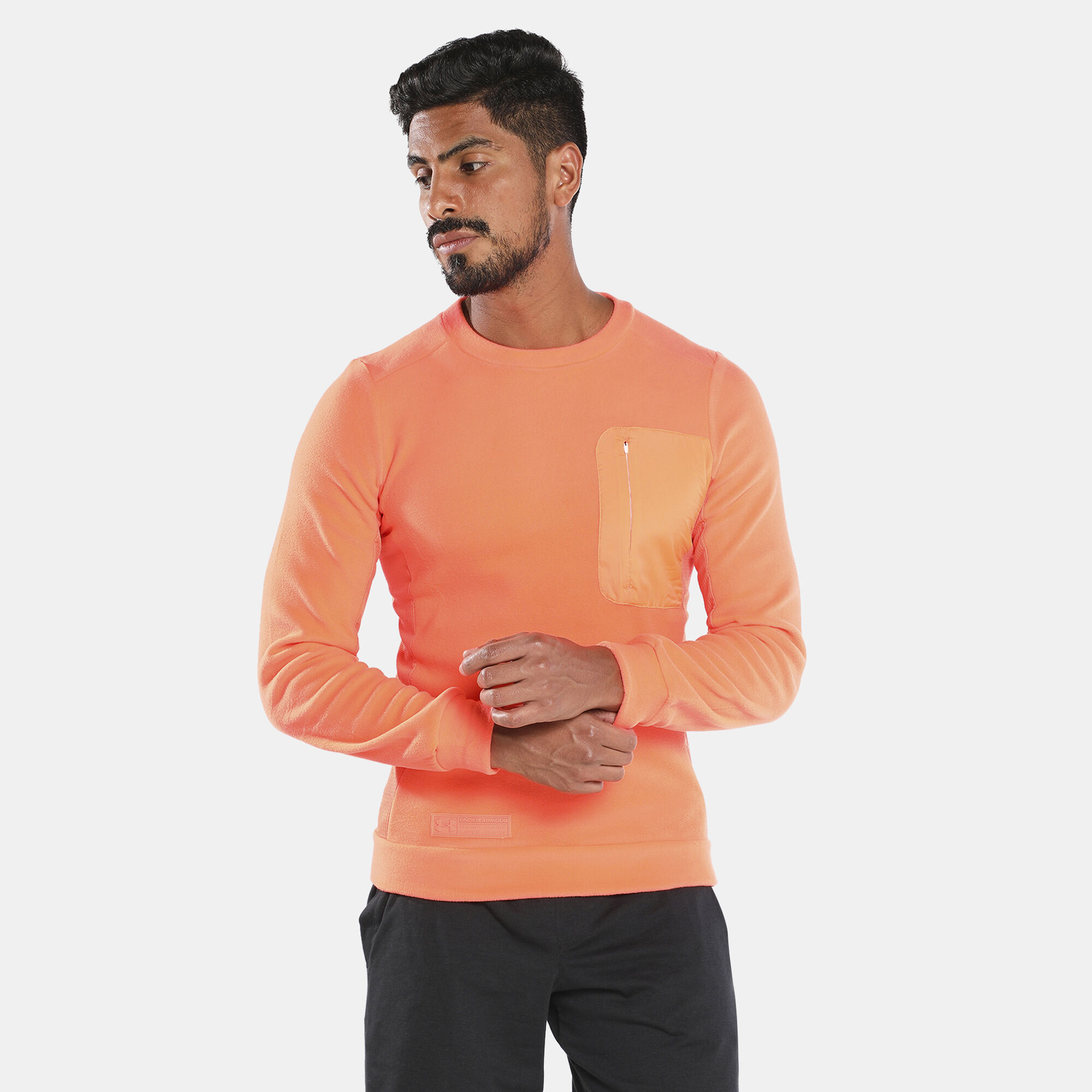 Buy Under Armour Men s Trek Polar Fleece Crew Sweatshirt Orange in