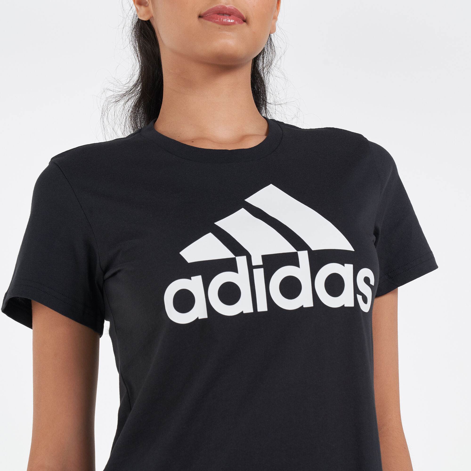 Adidas black t shirt women's hot sale