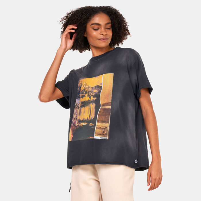 AFFENDS Women's Boulevard Recycled Oversized T-Shirt Black image number 0