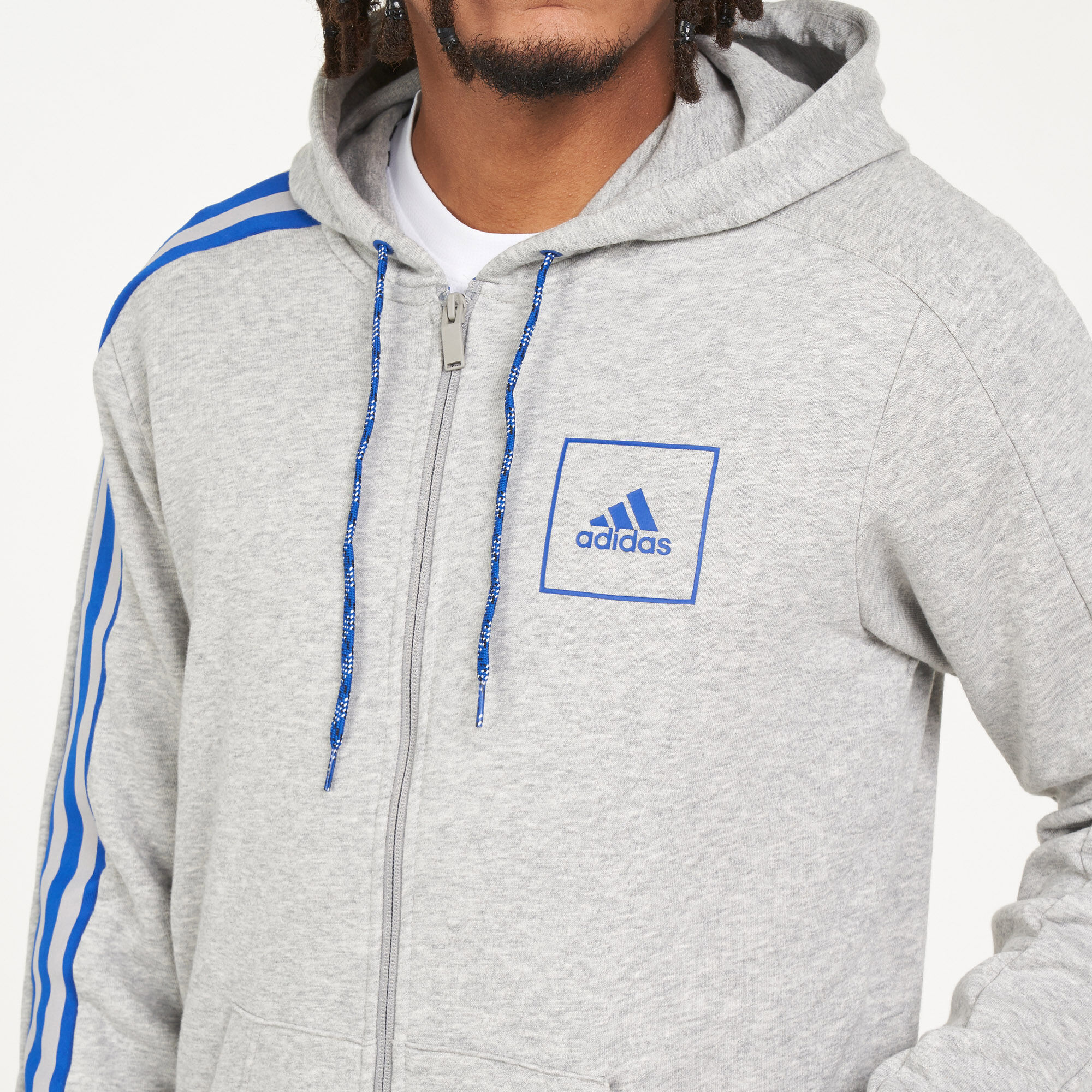 Adidas originals tape hot sale fleece full zip hoodie