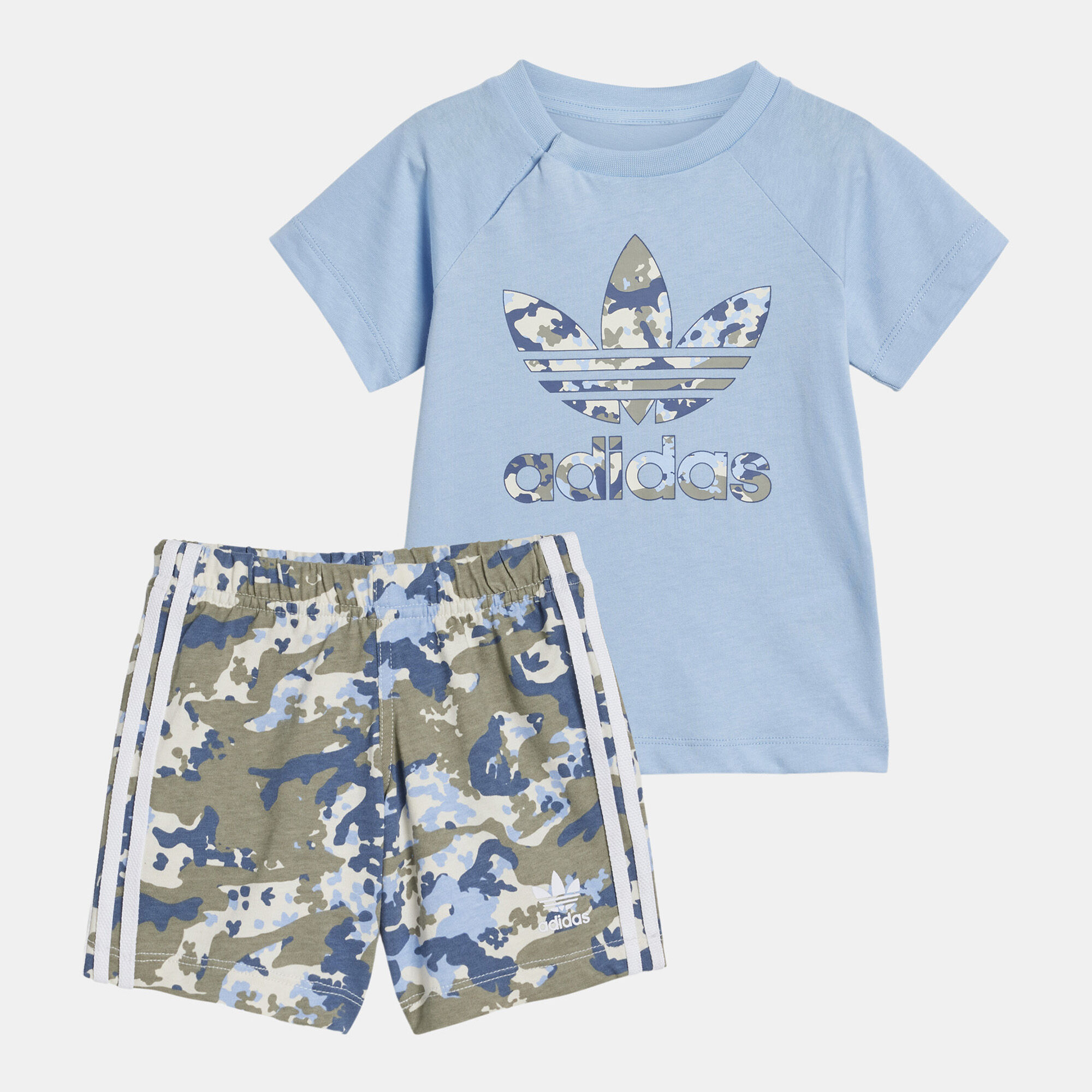 Buy adidas Originals Kids Camo Print T Shirt and Shorts Set Blue in Kuwait SSS