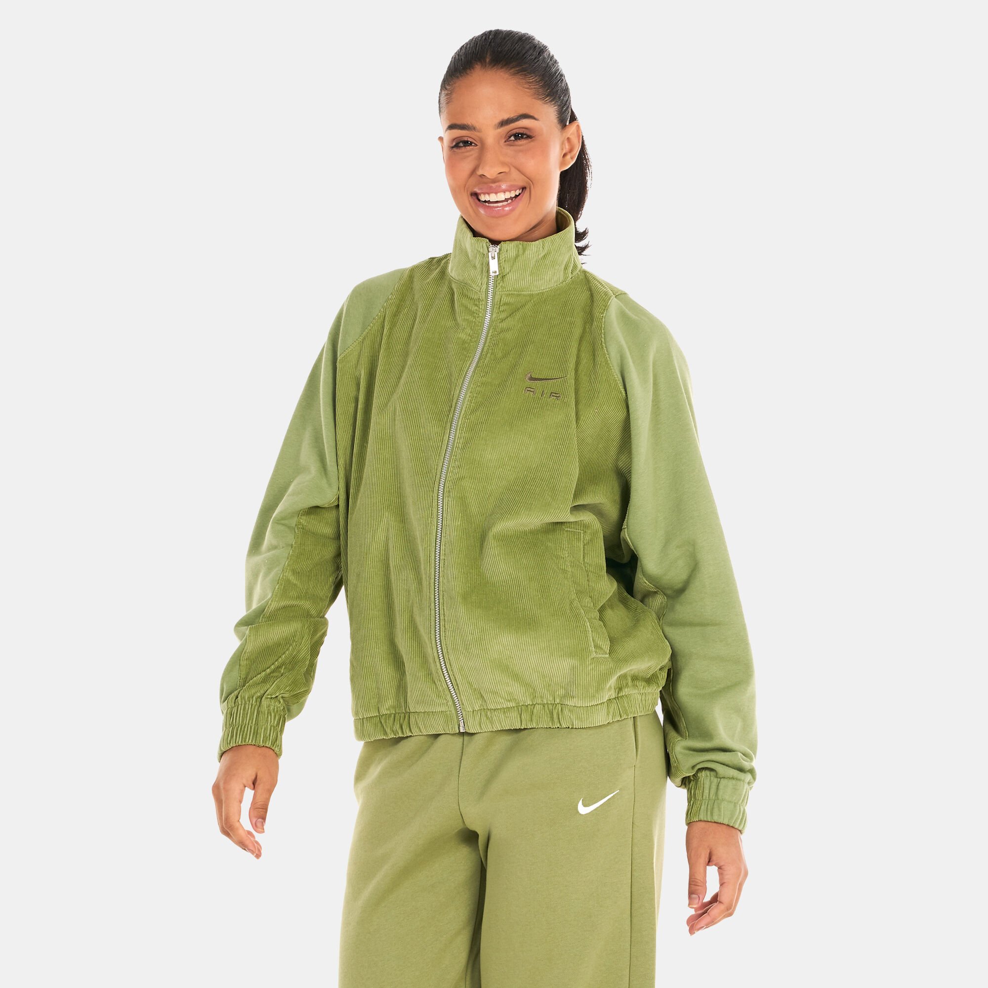 Women s Air Corduroy Fleece Full Zip Jacket Green Nike in Kuwait SSS
