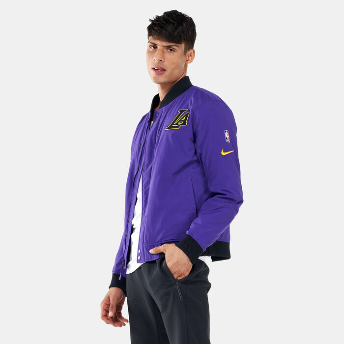 Men's Nike Purple Los Angeles Lakers Courtside Baseball - Button-Up Jersey