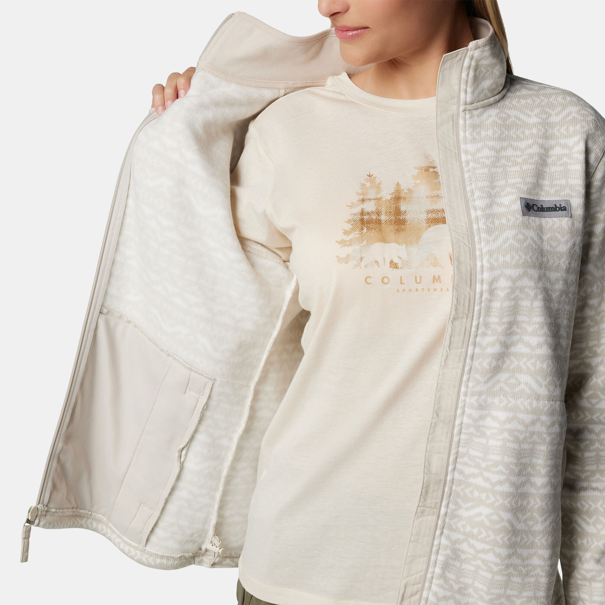 Columbia white sweater sales