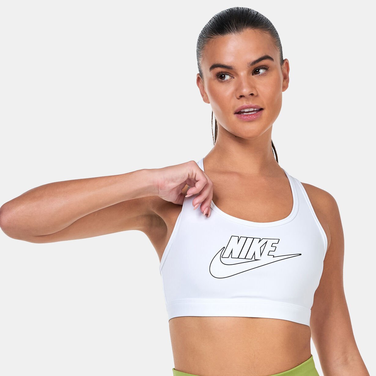 Women s Swoosh Medium Support Padded Logo Sports Bra White Nike in Kuwait SSS