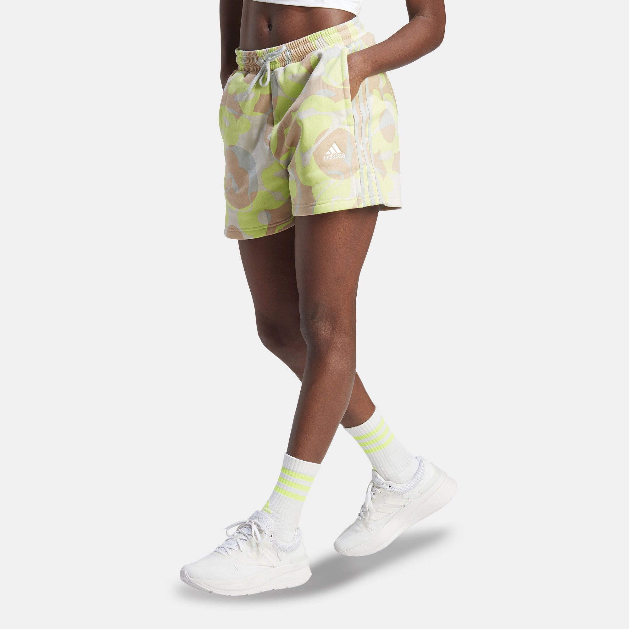 Buy adidas Women s Floral Graphic 3 Stripes Printed Shorts Green