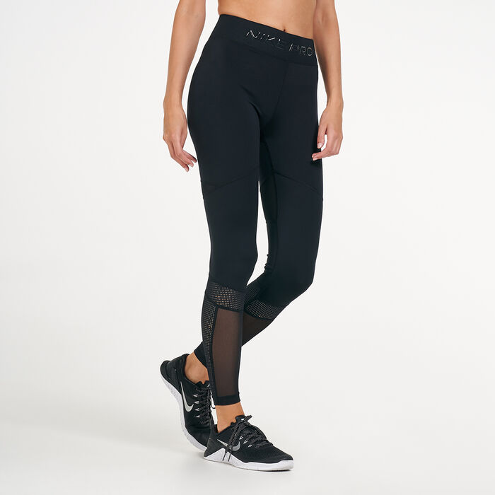 Buy Nike Women's Pro Luxe Mesh Leggings Black in Kuwait -SSS