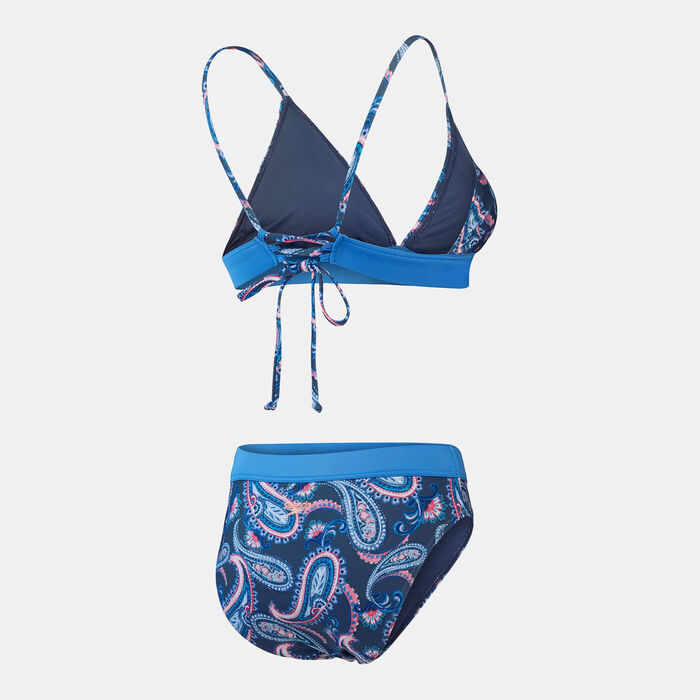 Speedo Womens Printed Banded Triangle 2-Piece Bikini Set Blue image number 1