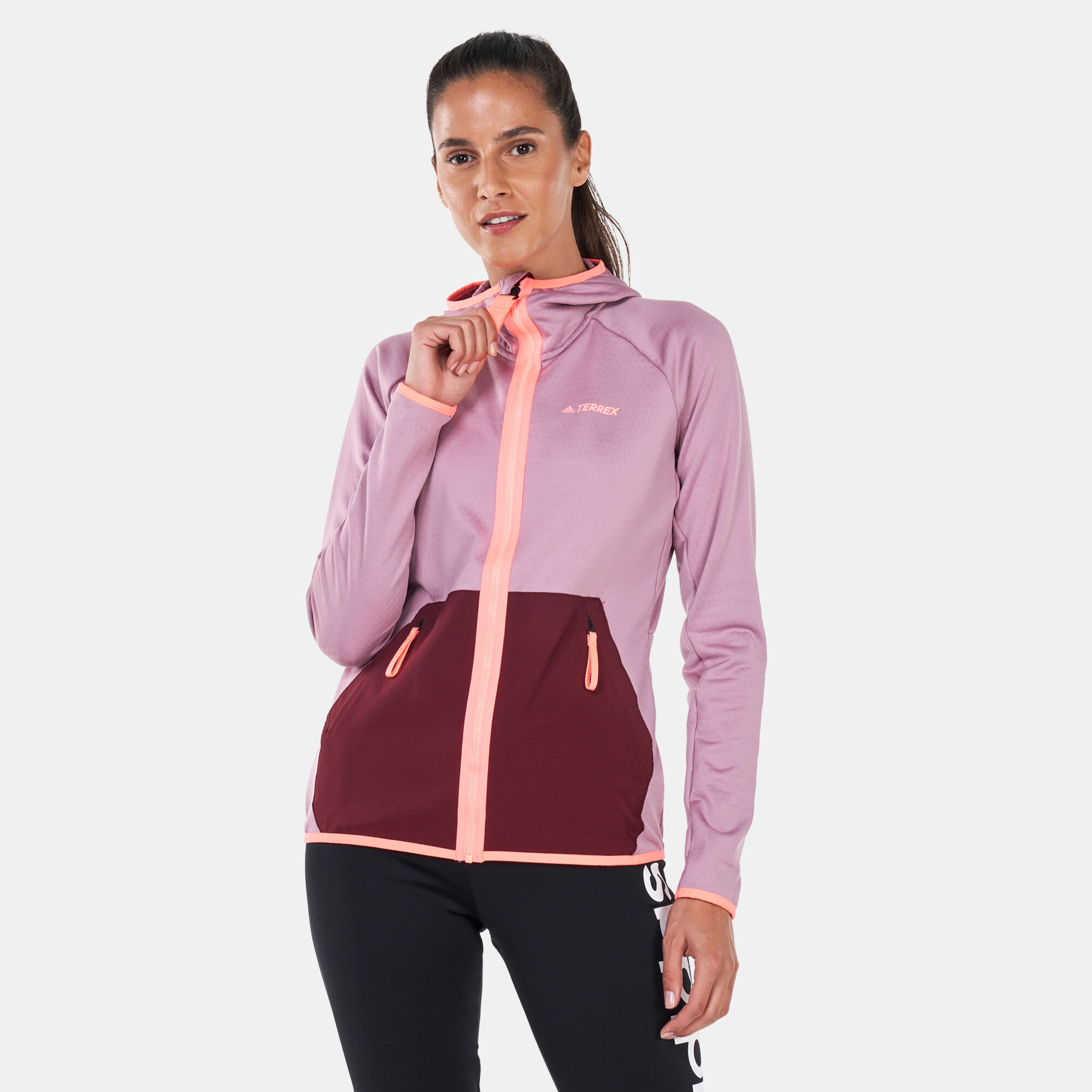 Women s Terrex Tech Fleece Light Hooded Hiking Jacket Red adidas in Kuwait SSS