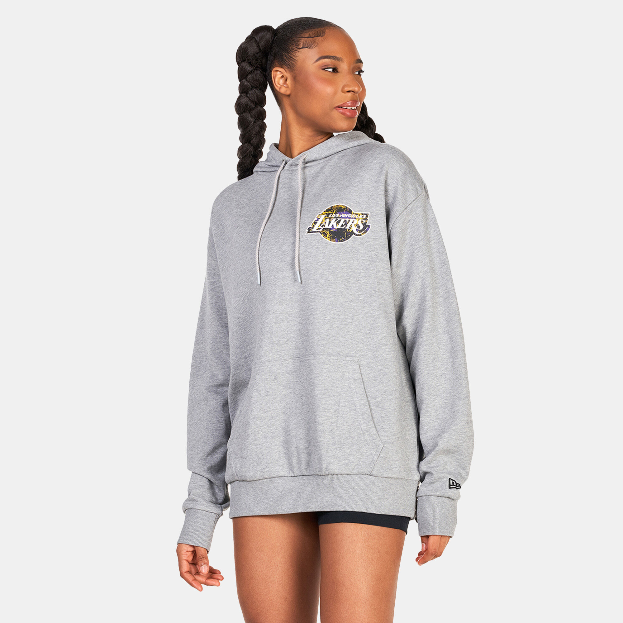 Los Angeles Lakers Infill Large Team Logo Hoodie Grey New Era in Kuwait SSS