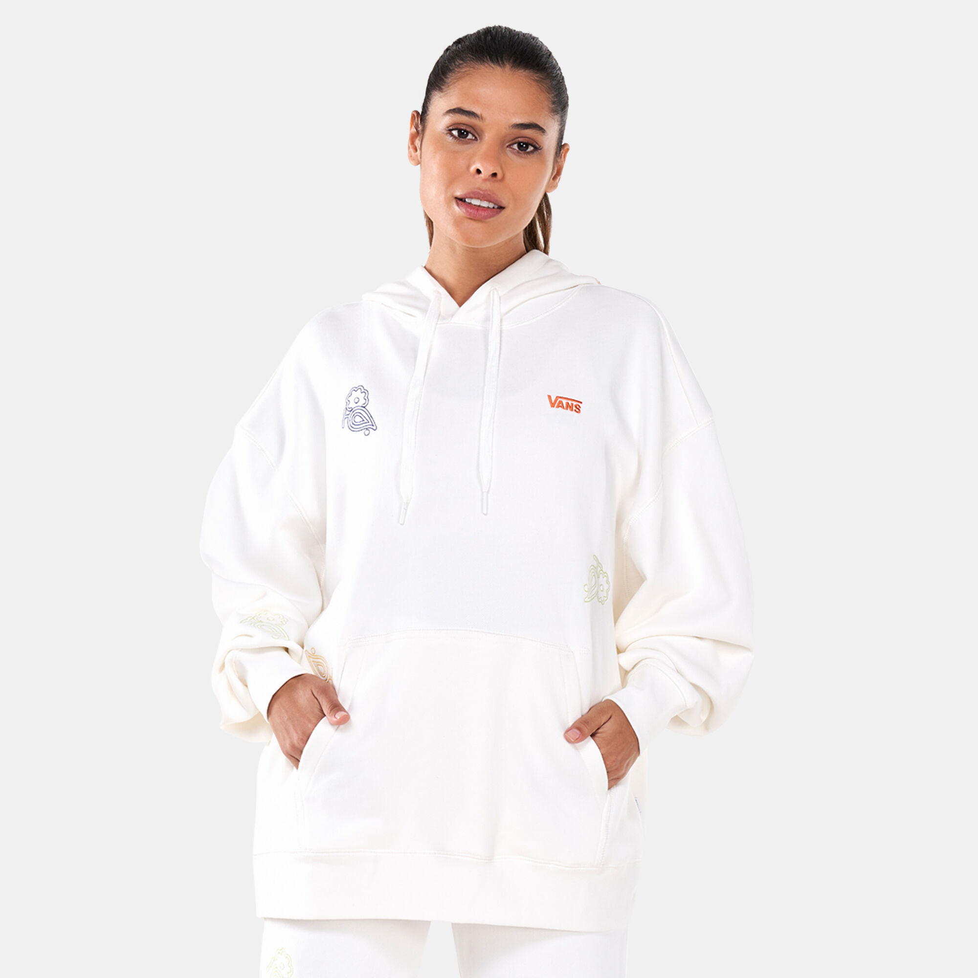 Women s Anaheim Paisley Check Oversized Hoodie White Vans in Kuwait SSS
