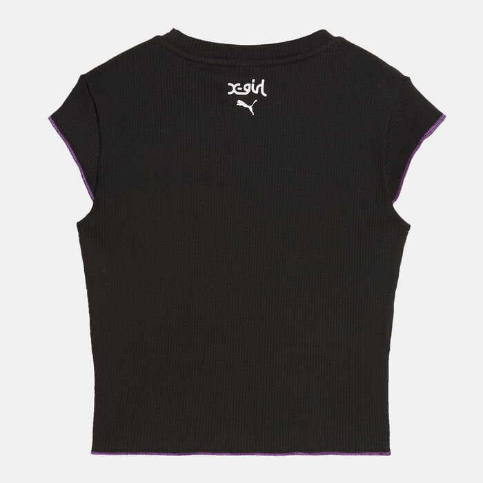 PUMA Women's x X-GIRL Ribbed T-Shirt Black image number 1